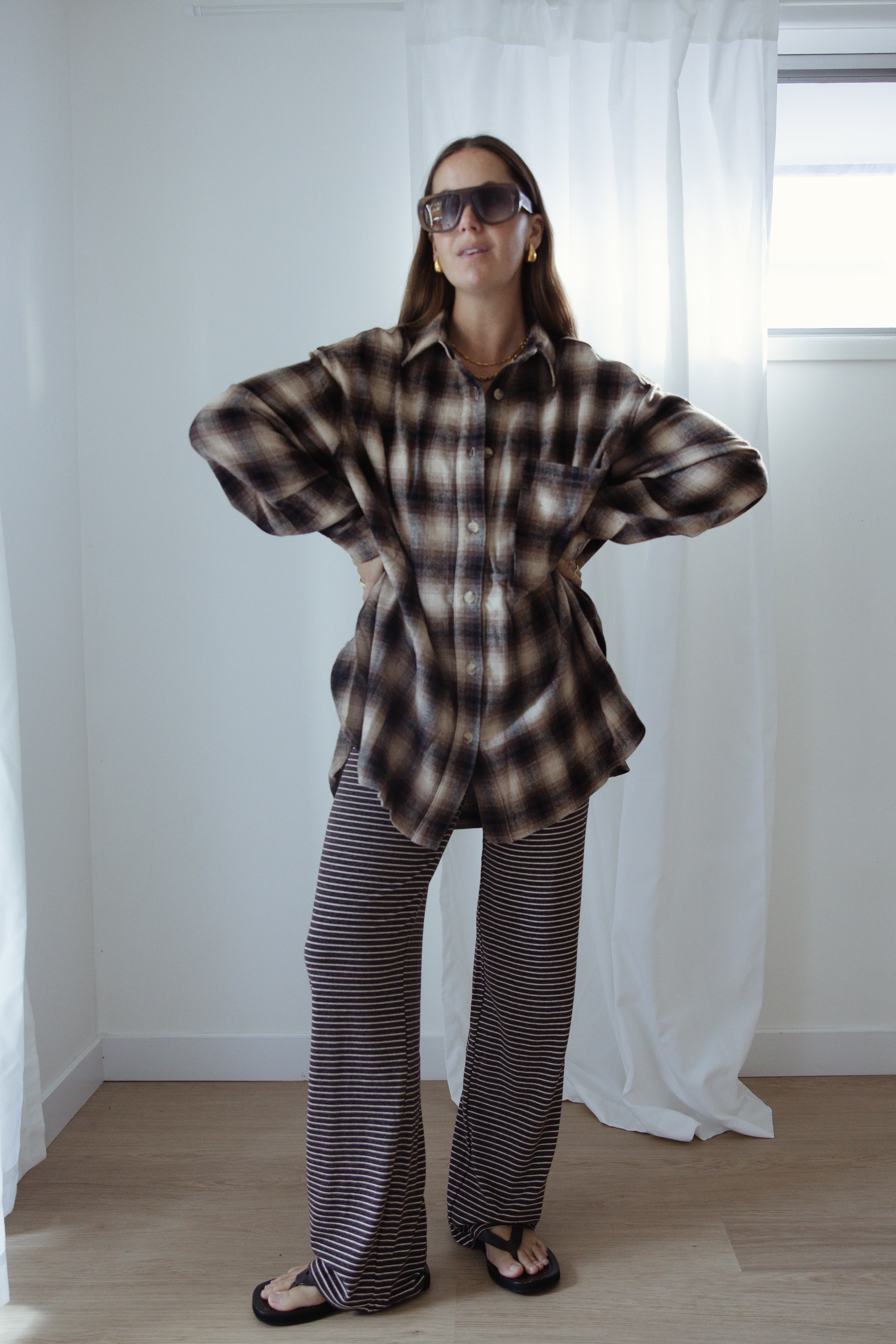 Rae Stripe Pants - Brown