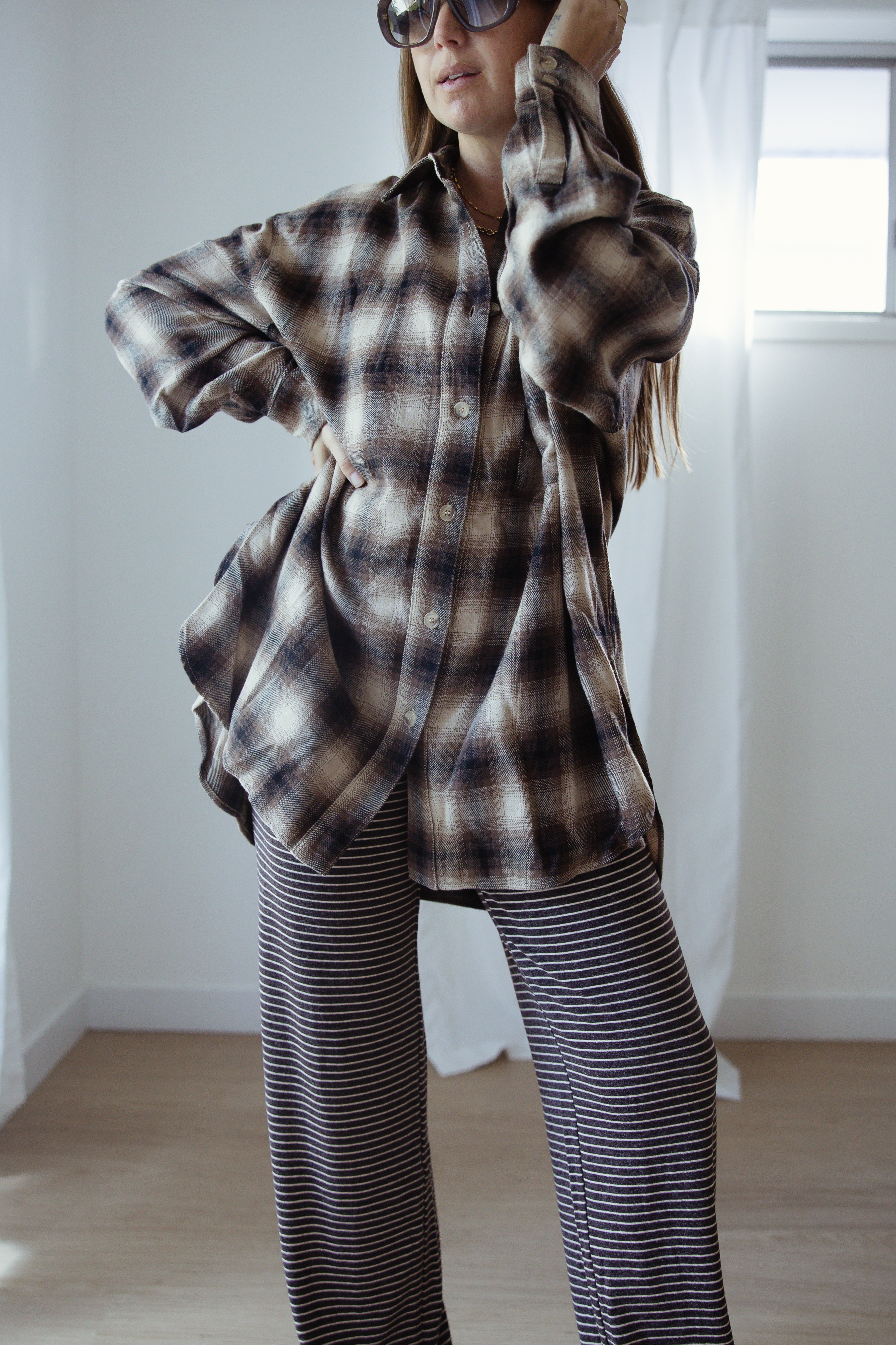 Rae Stripe Pants - Brown