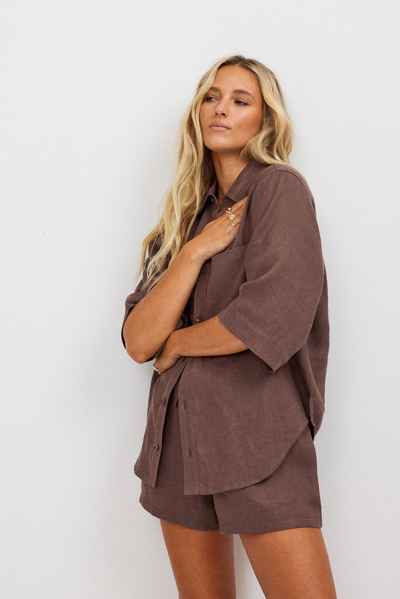 Rahni Linen Shorts - Brown