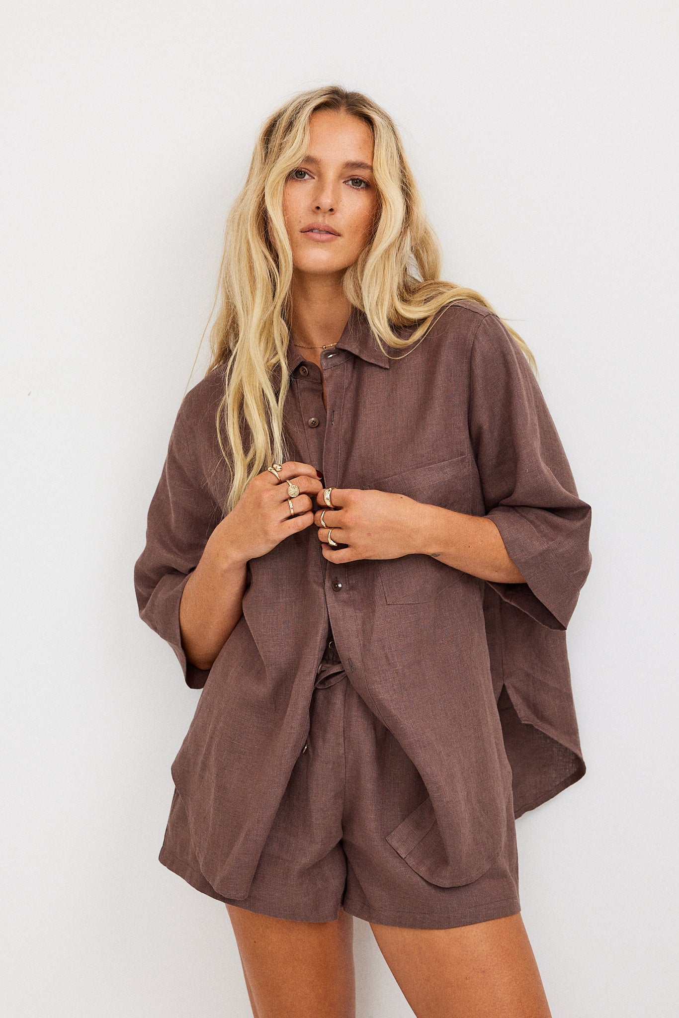 Rahni Linen Shorts - Brown