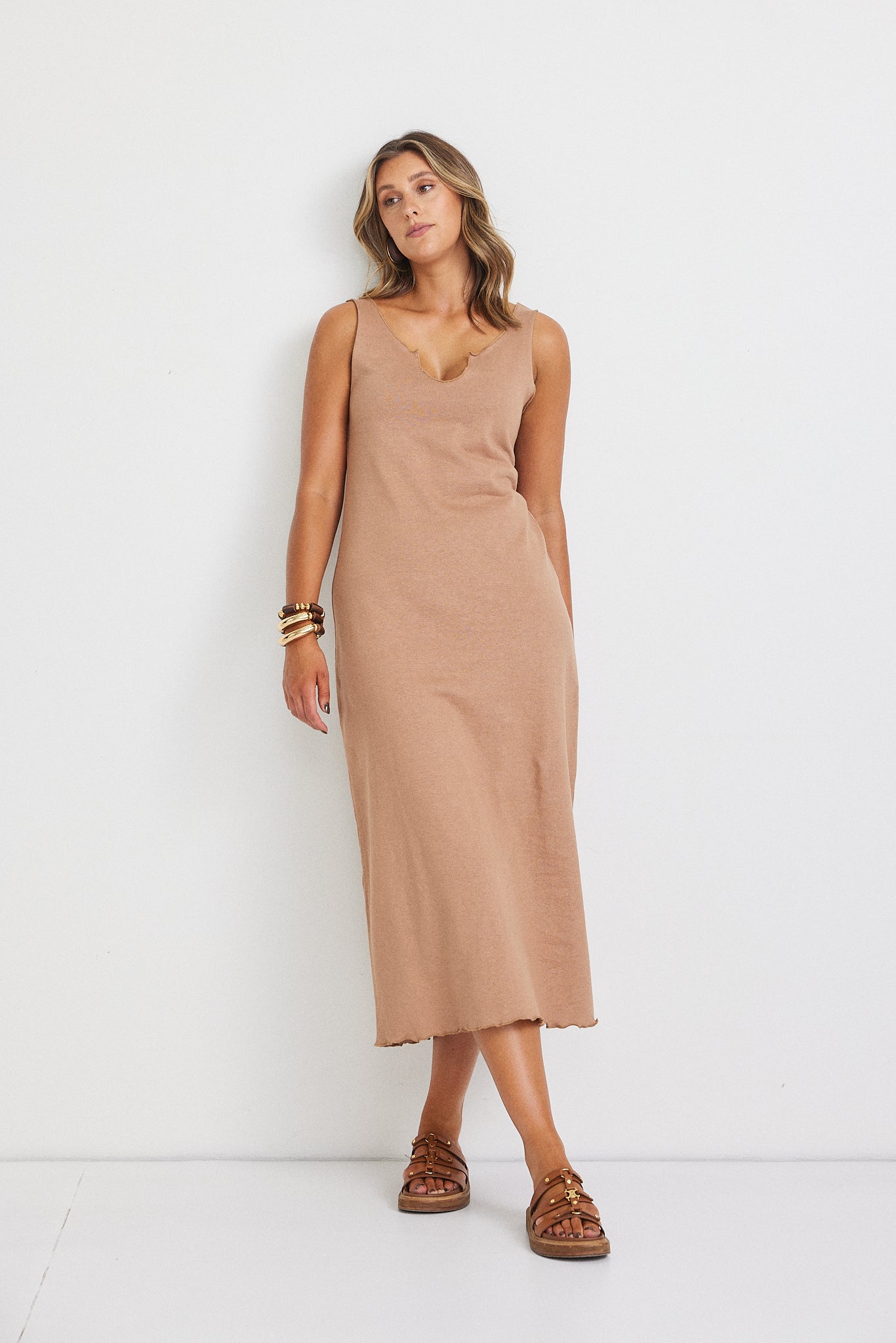 Ivy Midi Dress - Brown