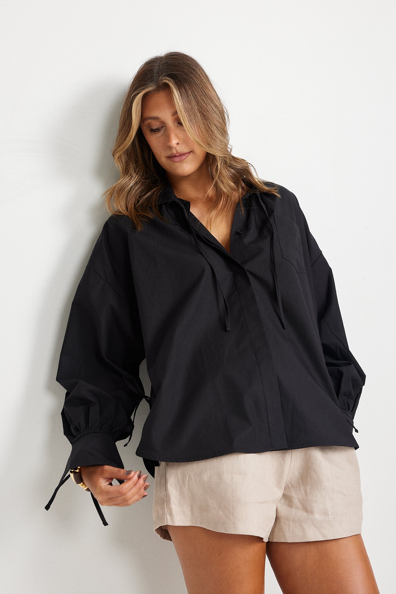Ryan Relaxed Button Up Shirt - Black