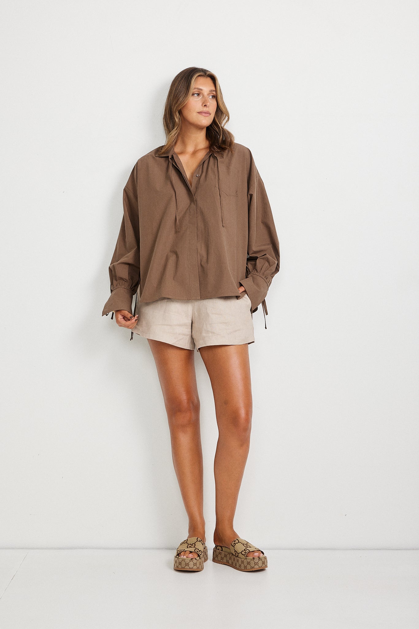 Ryan Relaxed Button Up Shirt - Brown