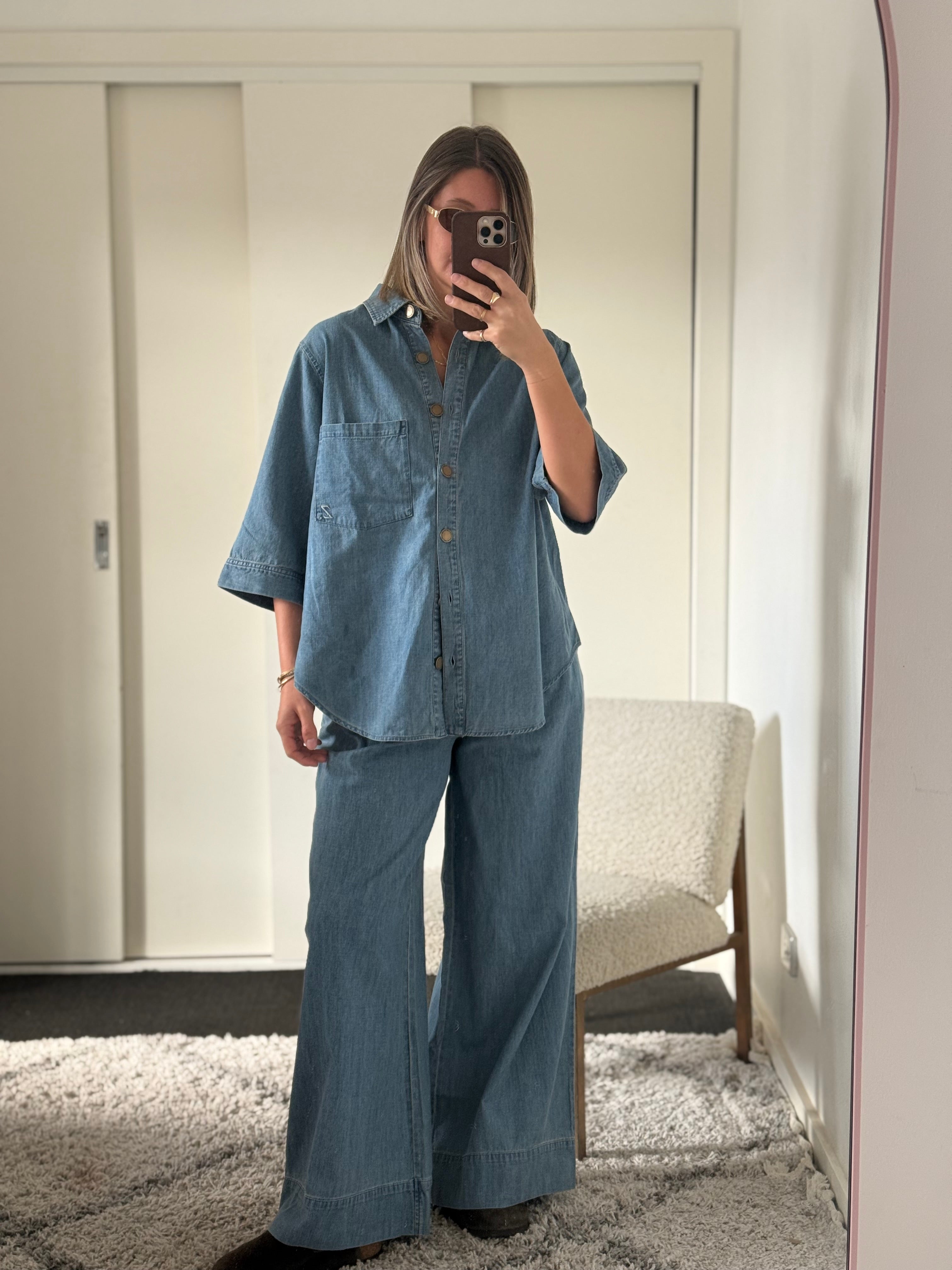 Rahni Cotton Pants - Soft Denim
