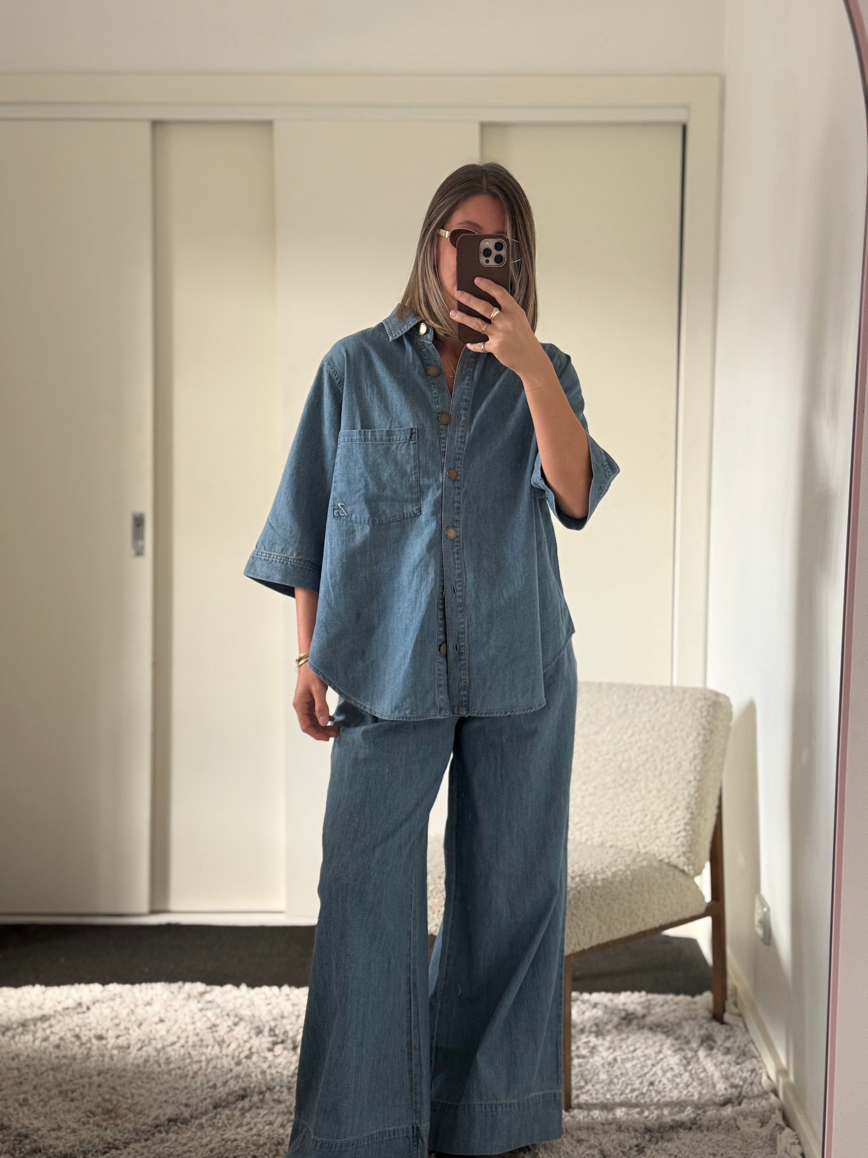 Rahni Cotton Pants - Soft Denim
