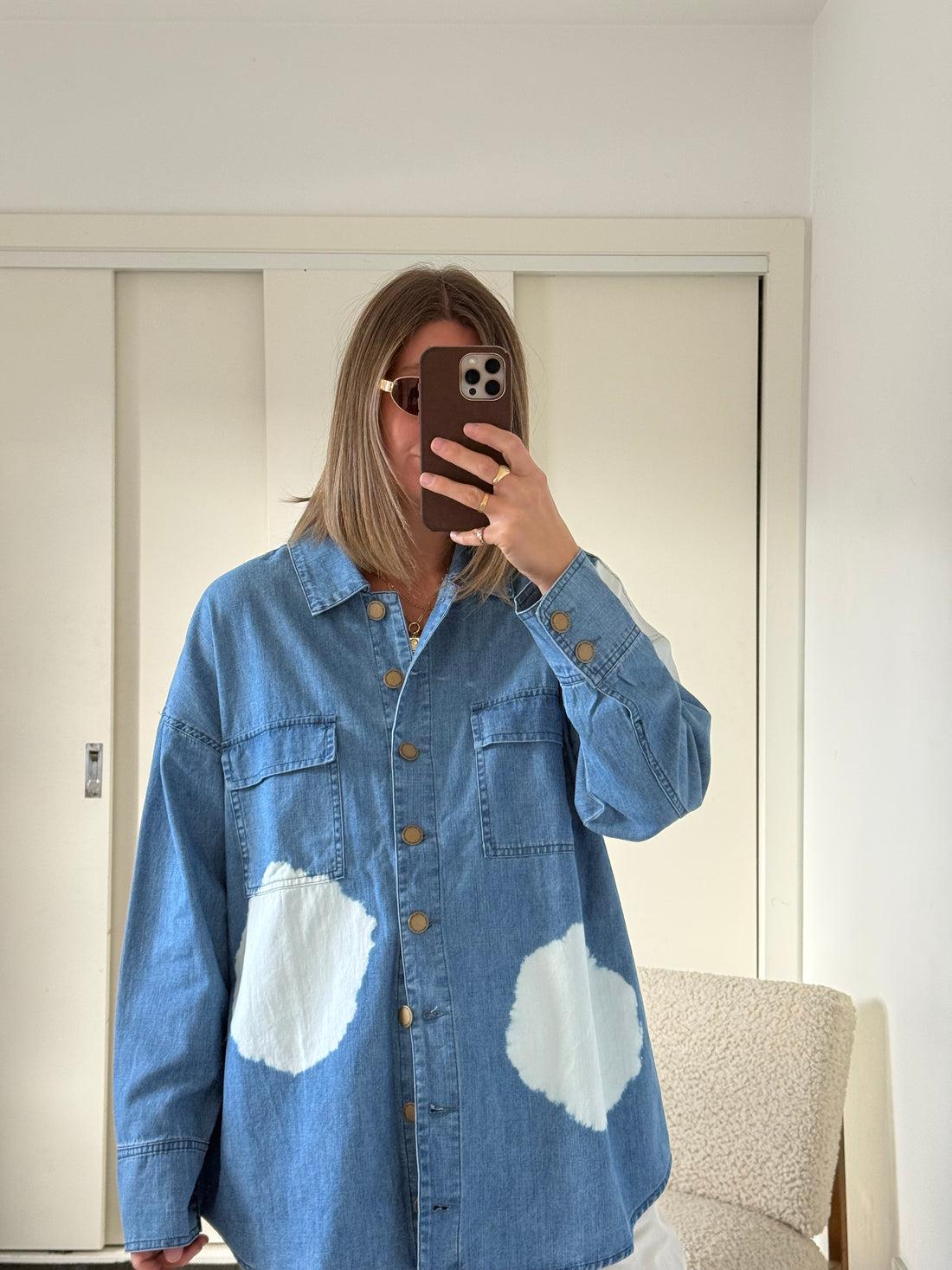 Maya Cotton Shirt - Soft Denim with tie dye