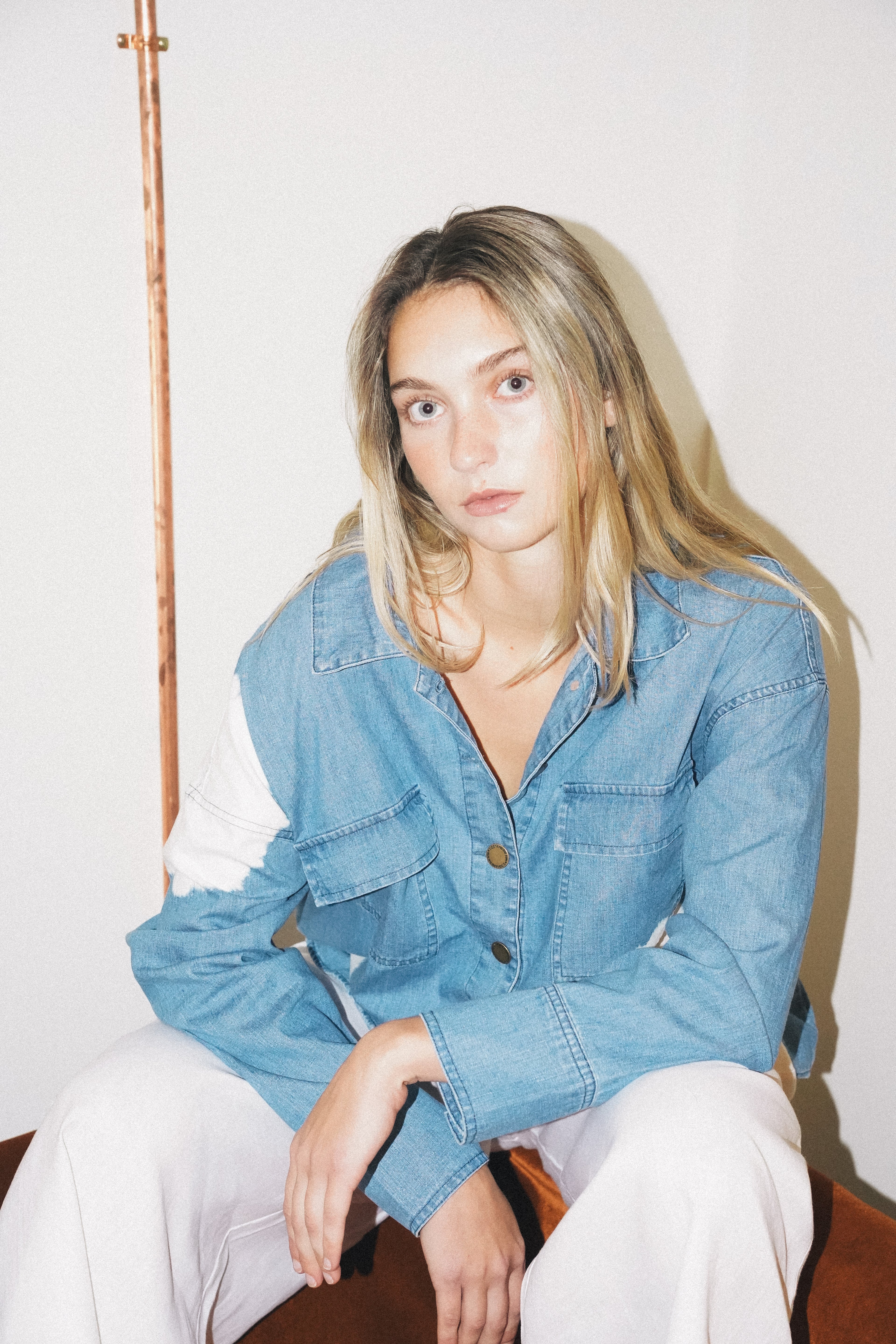 Maya Cotton Shirt - Soft Denim with tie dye