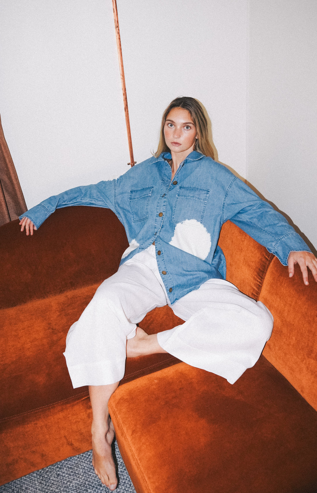 Maya Cotton Shirt - Soft Denim with tie dye