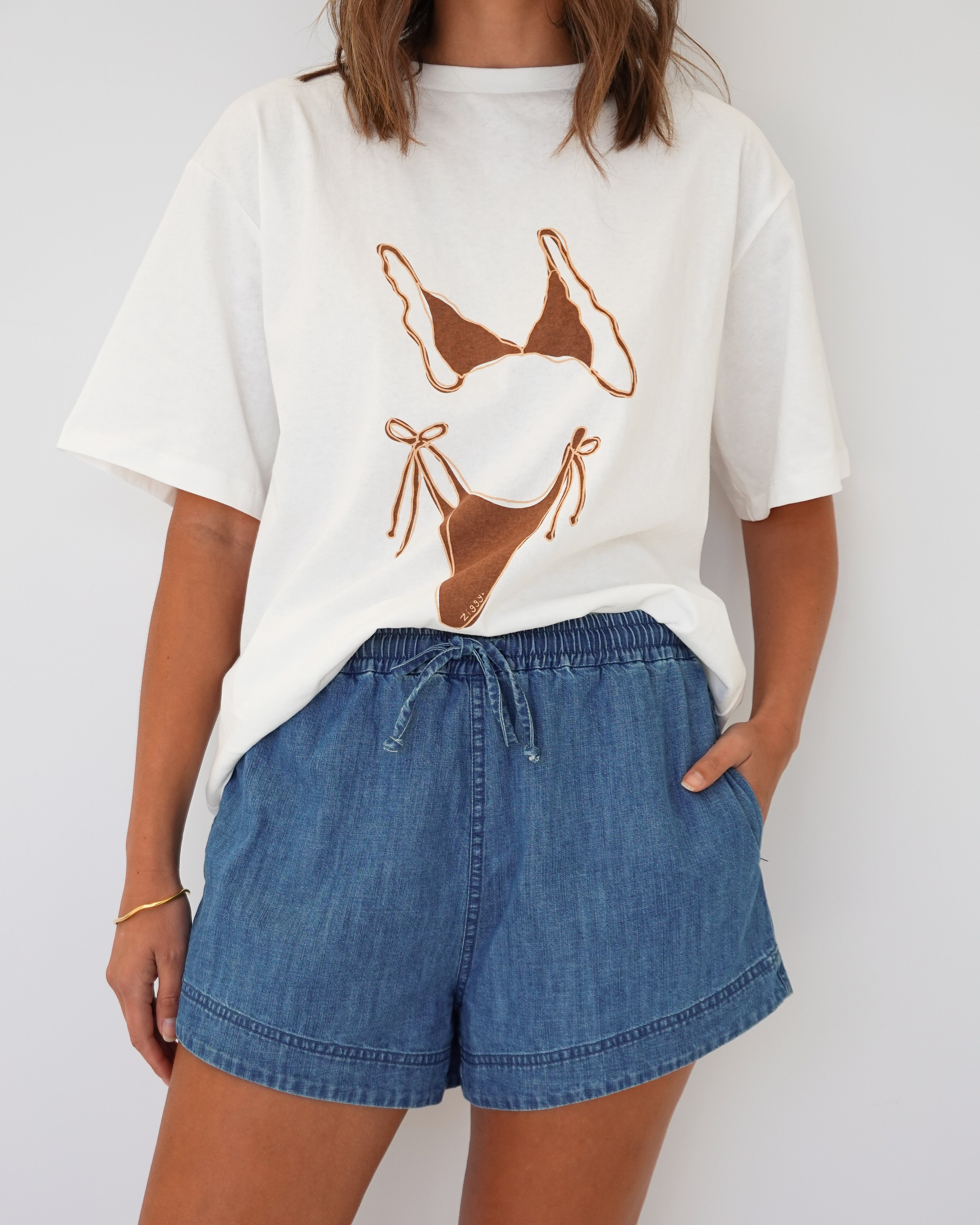 Rahni Cotton Shorts - Soft Denim