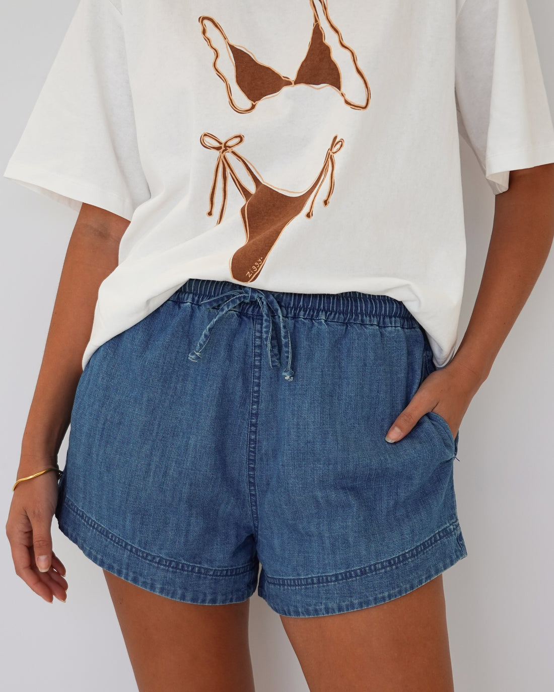 Rahni Cotton Shorts - Soft Denim