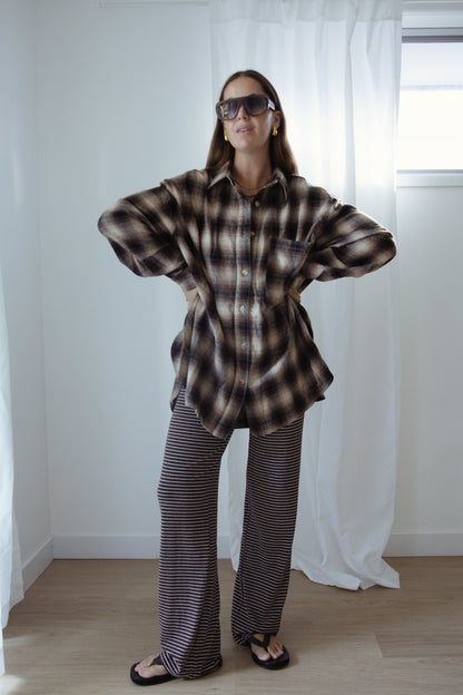 Rae Stripe Pants - Brown