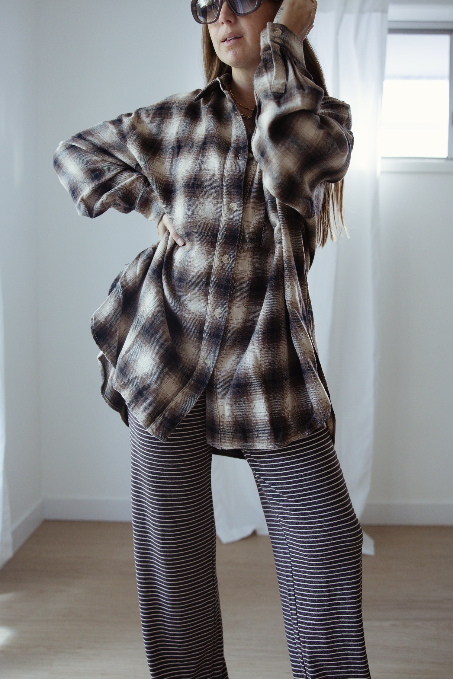 Rae Stripe Pants - Brown