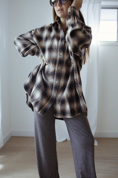 Rae Stripe Pants - Brown