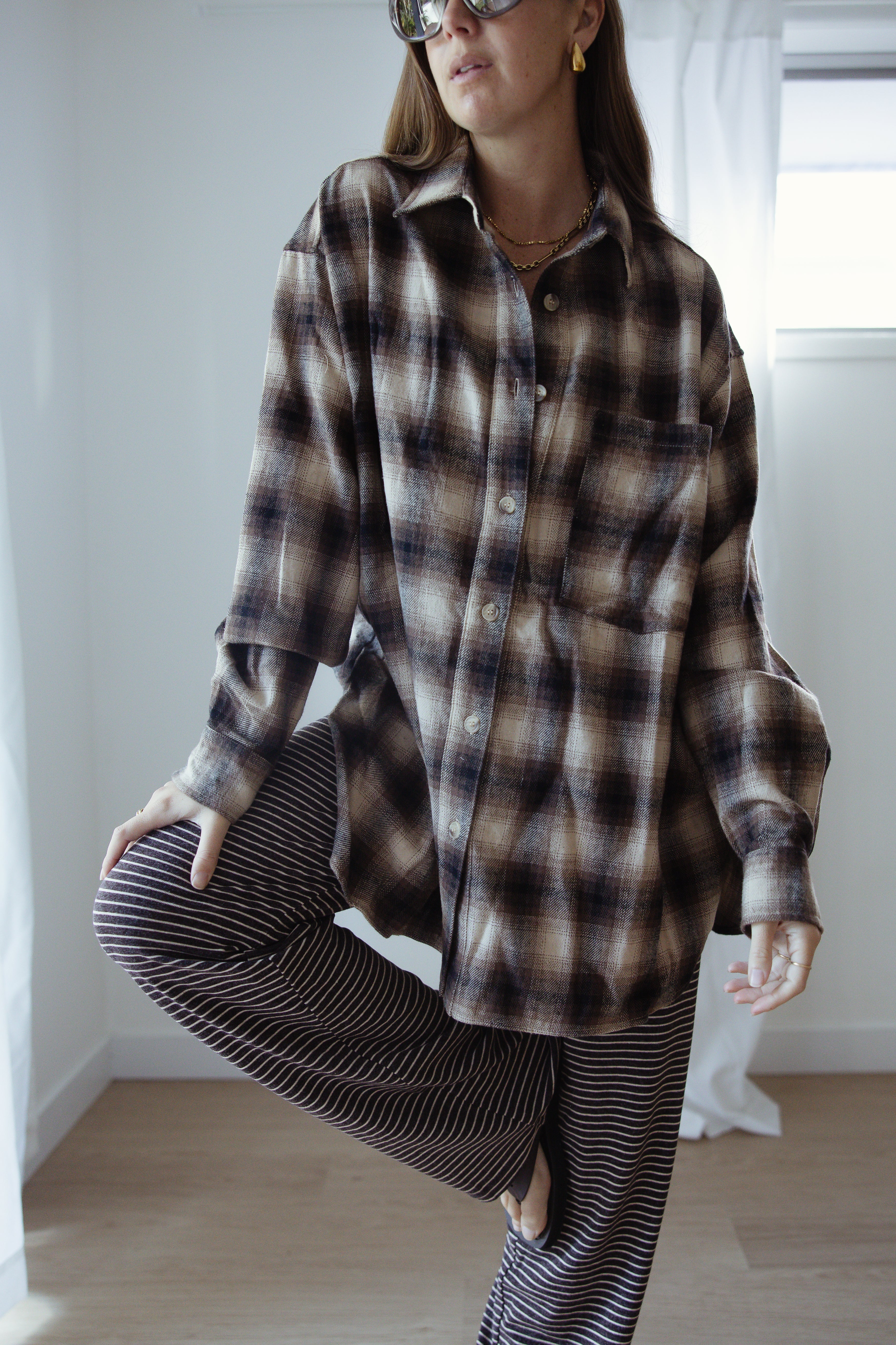 Rae Stripe Pants - Brown