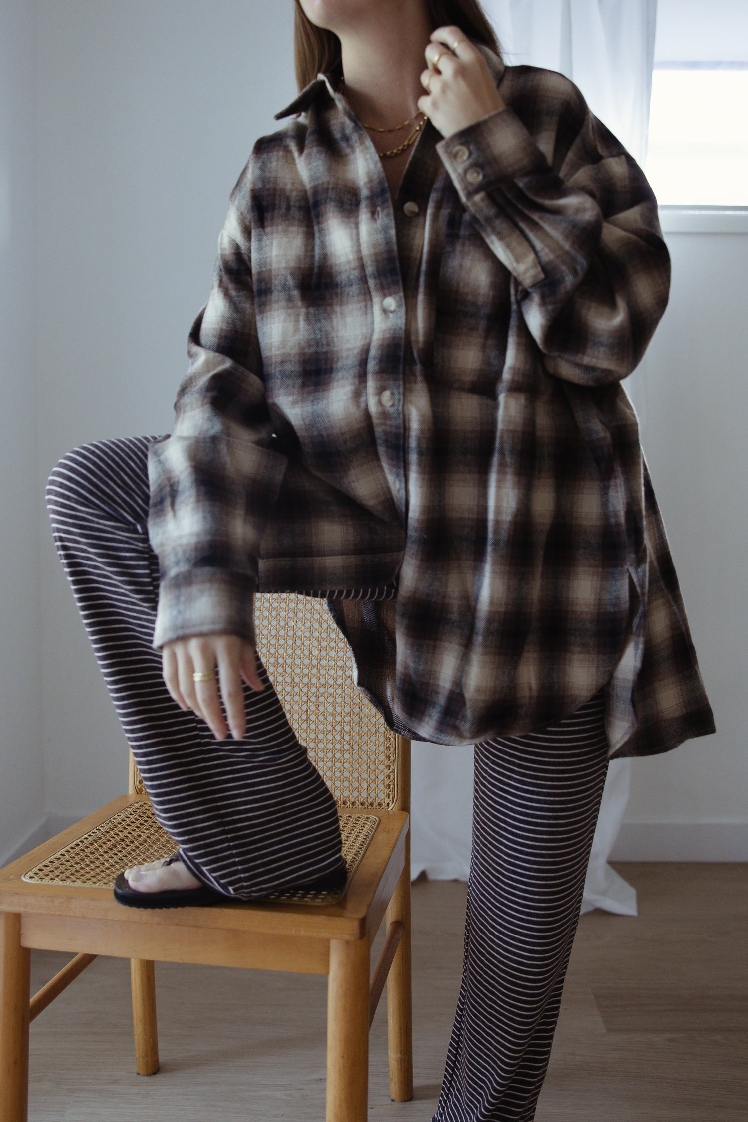 Rae Stripe Pants - Brown