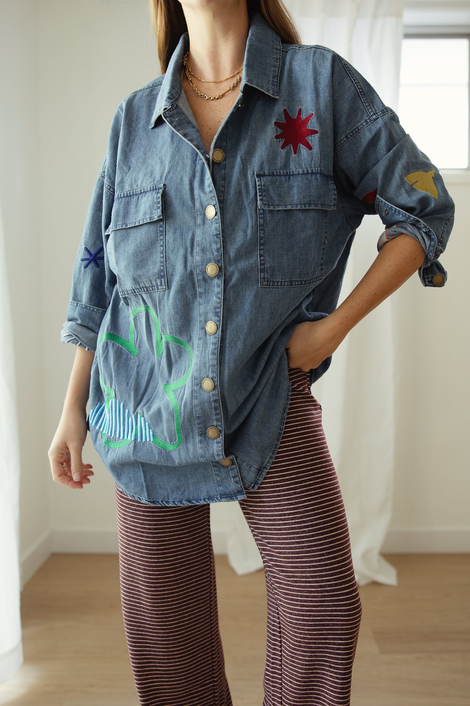 Rae Stripe Pants - Plum