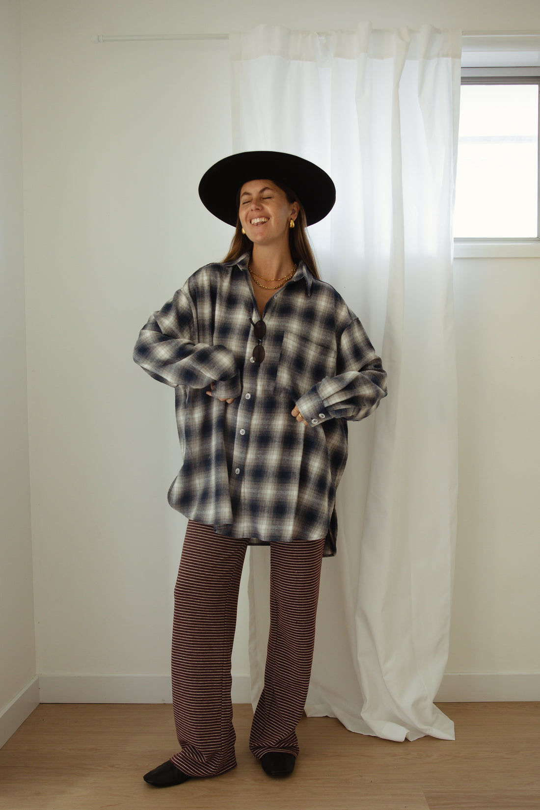 Rae Stripe Pants - Plum