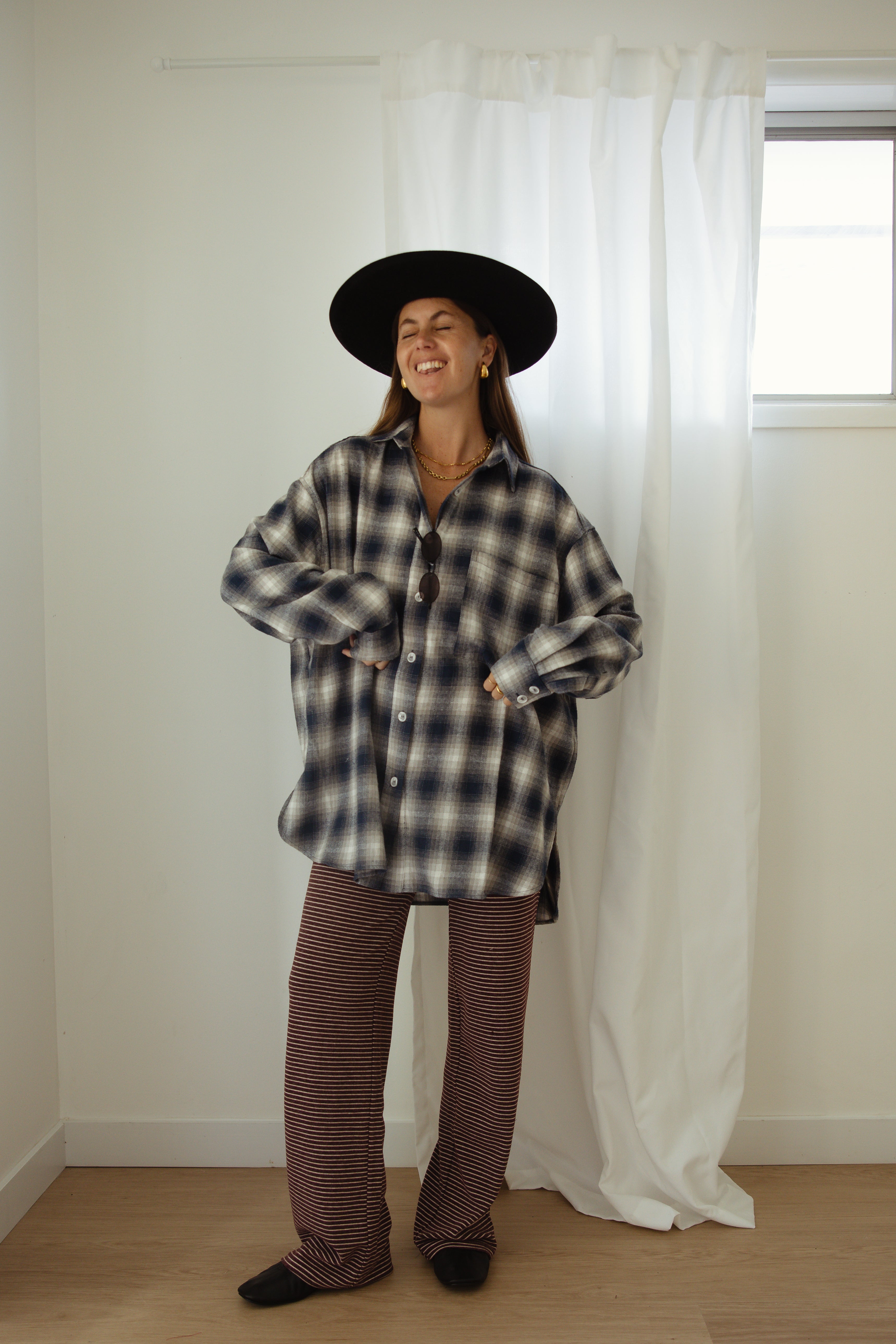 Rae Stripe Pants - Plum