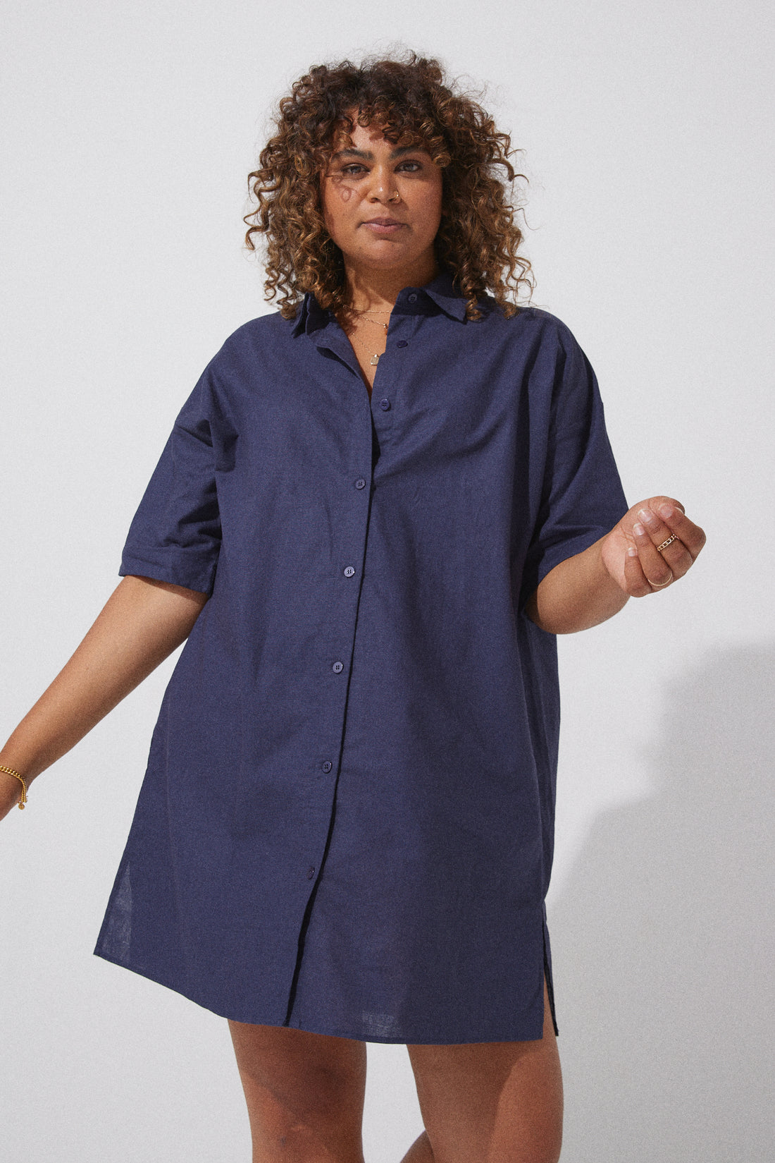 Willa Shirt Dress - Navy
