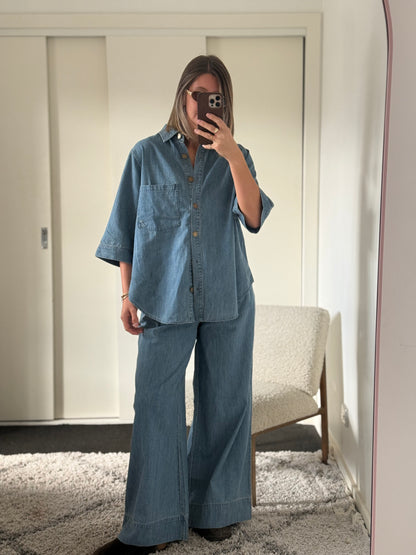 Rahni Cotton Pants - Soft Denim