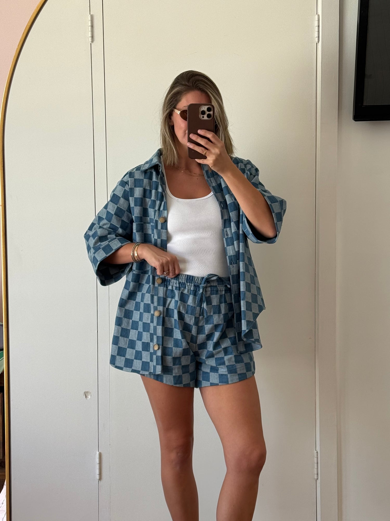 Rahni Shorts - Check Denim