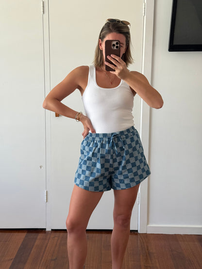 Rahni Shorts - Check Denim