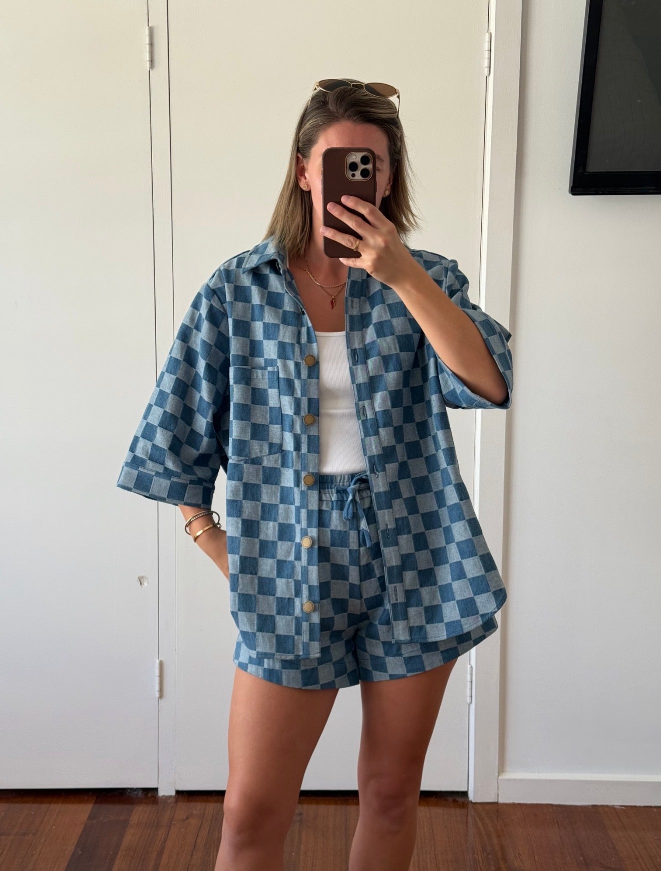 Rahni Shorts - Check Denim