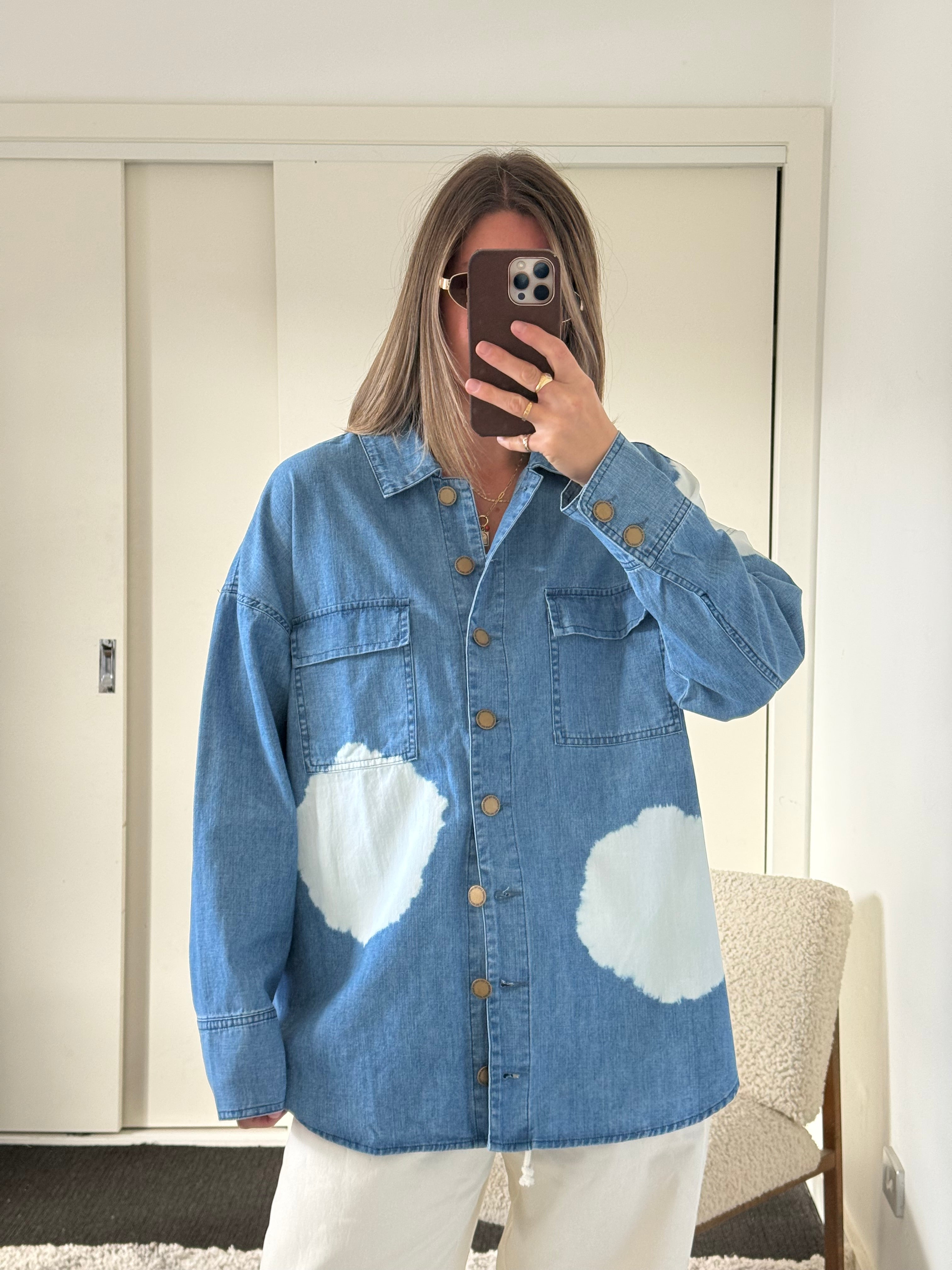 Maya Cotton Shirt - Soft Denim with tie dye