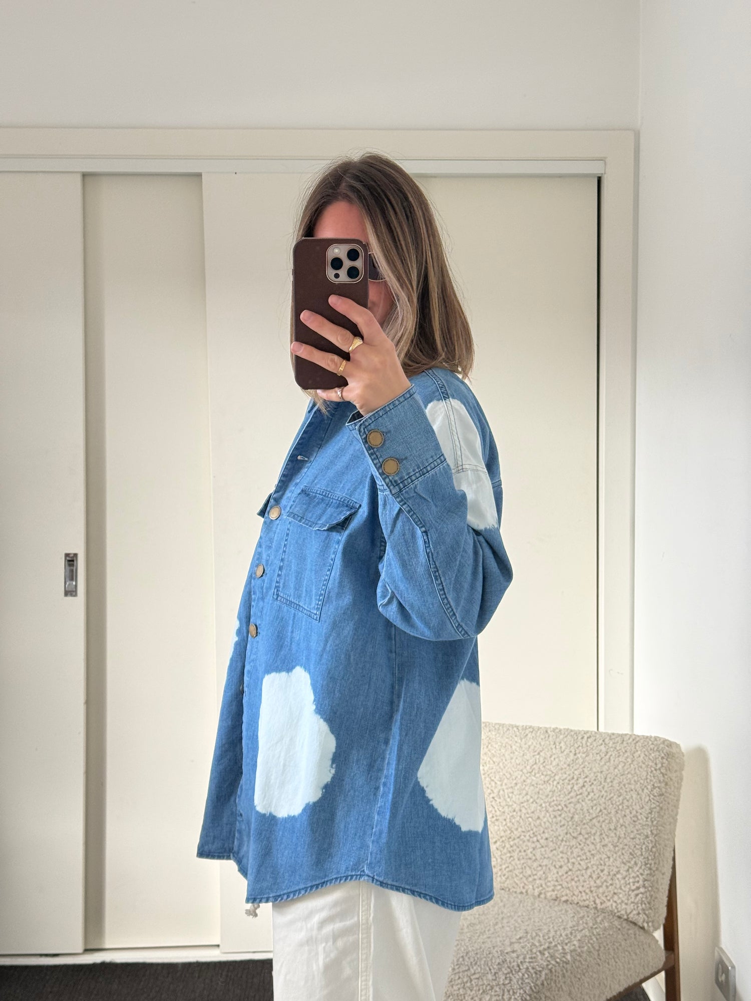 Maya Cotton Shirt - Soft Denim with tie dye