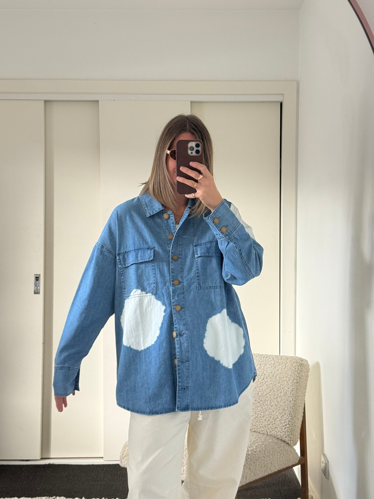 Maya Cotton Shirt - Soft Denim with tie dye