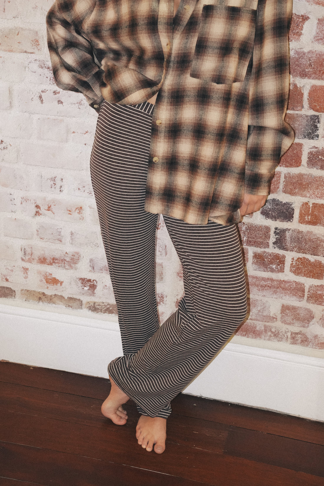 Rae Stripe Pants - Brown