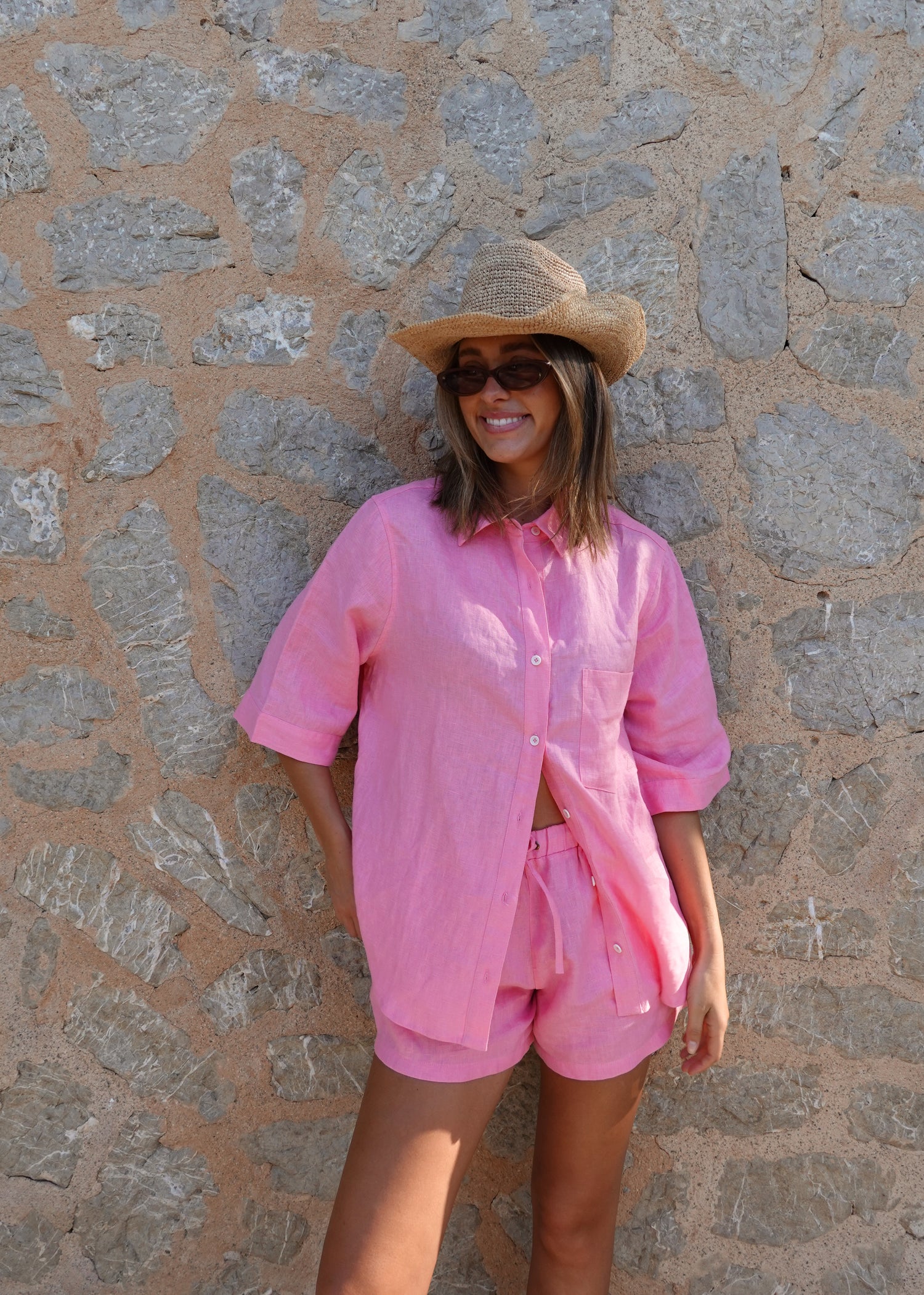 Rahni Linen Shorts - Pink