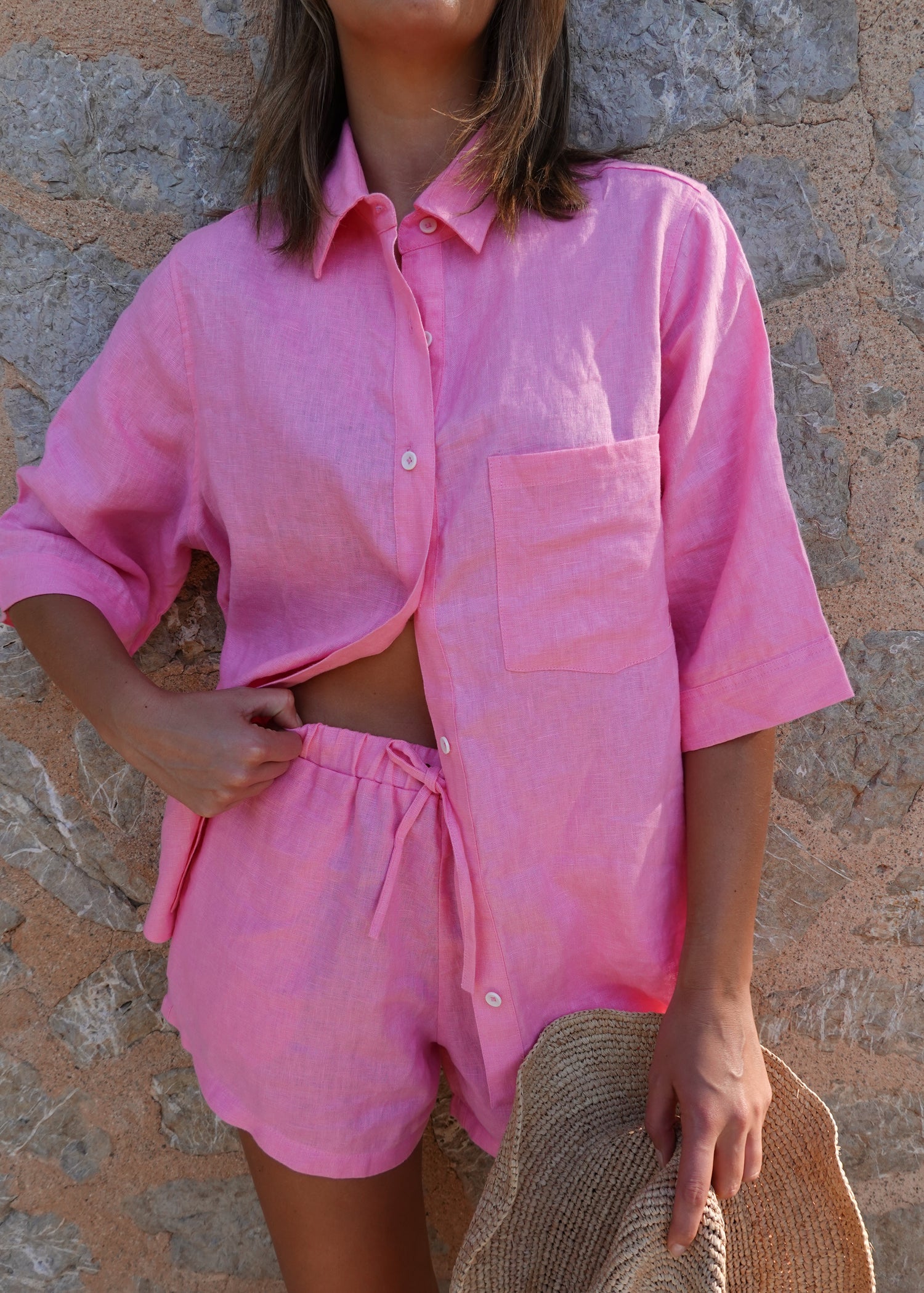 Rahni Linen Shorts - Pink