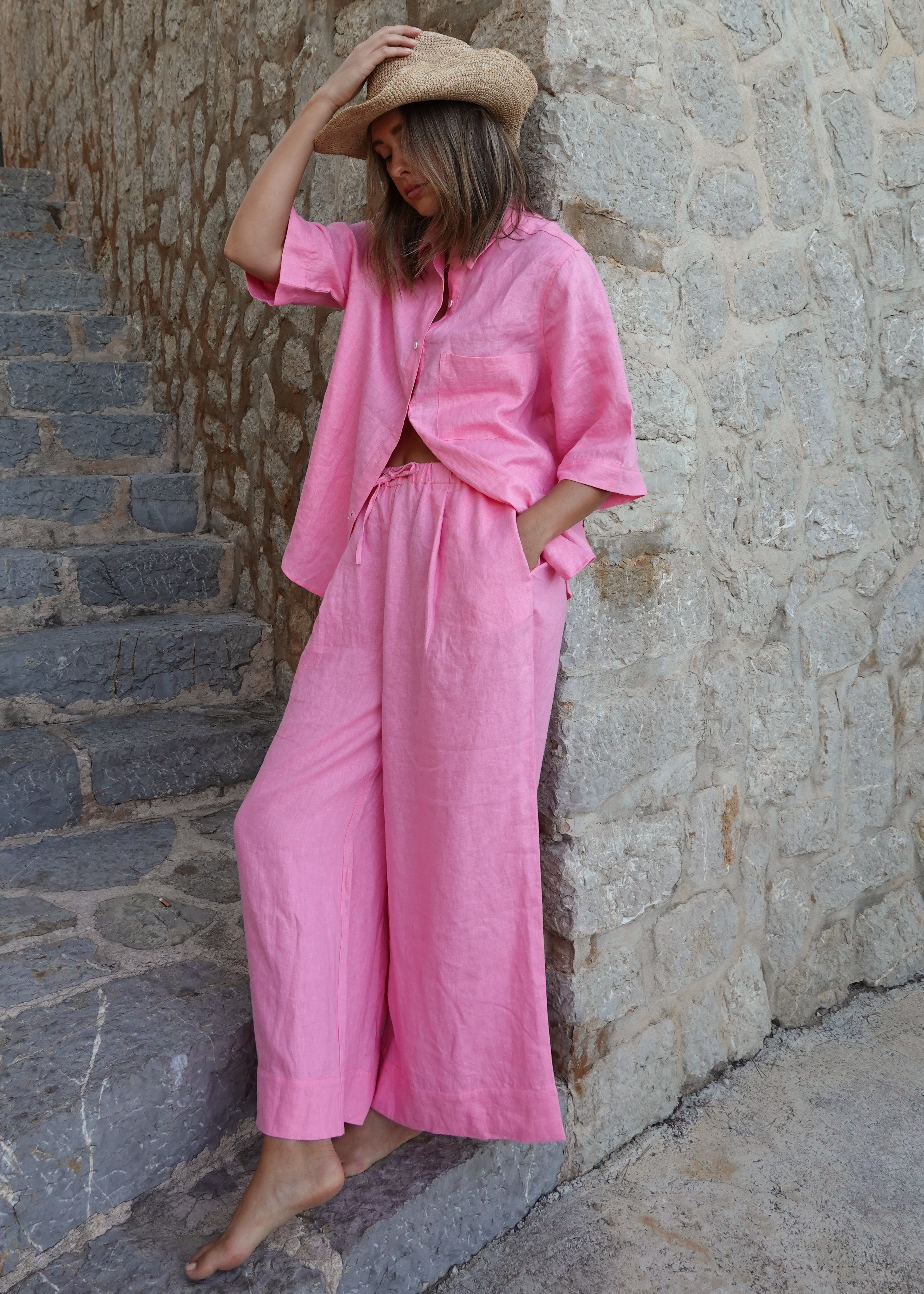 Rahni Linen Pants - Pink