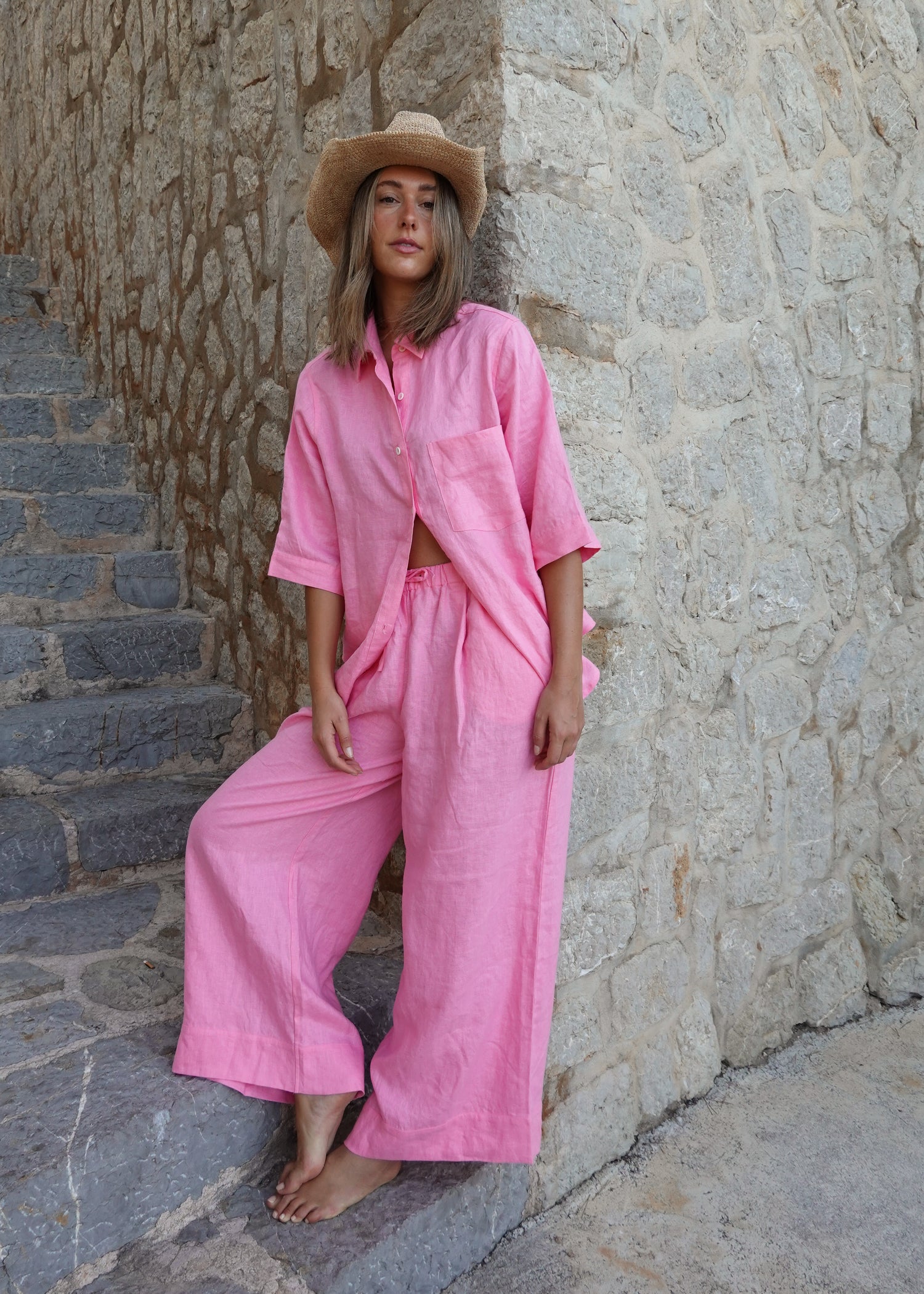 Rahni Linen Pants - Pink