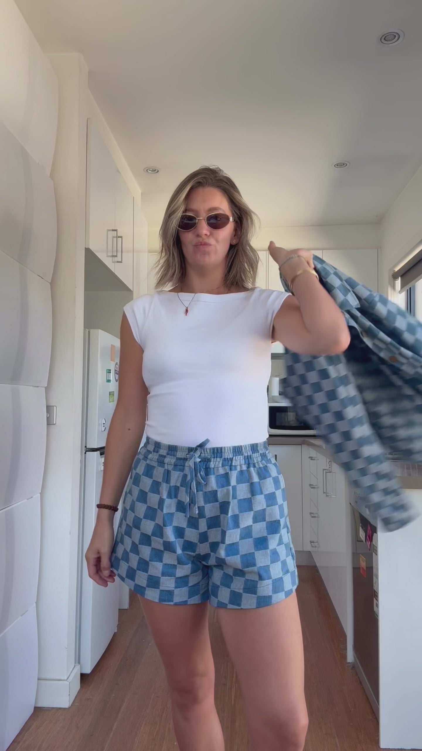 Rahni Shorts - Check Denim