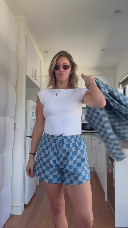 Rahni Shorts - Check Denim